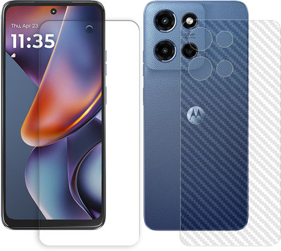 SOMTONE Front and Back Tempered Glass for Motorola Moto G (2025) 5G Tempered Glass Screen Protector | Anti-Scratch | Edge to Edge Full Coverage | 9H Hardness (1 FRONT TEMPERED GLASS PROTECTOR + 1 BACK CARBON FIBER SKIN)(Pack of 1)