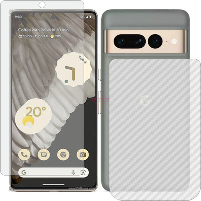 TELTREK Front and Back Tempered Glass for GOOGLE PIXEL 7 PRO 5G (Front Matte Finish & Back 3d Carbon Fiber)(Pack of 2)