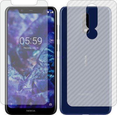 Fasheen Front and Back Tempered Glass for NOKIA 5.1 PLUS (Front Matte Finish & Back 3d Carbon Fiber)(Pack of 2)