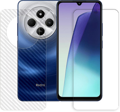 SOMTONE Front and Back Tempered Glass for Xiaomi Redmi 14R 5G Tempered Glass Screen Protector | Anti-Scratch | Edge to Edge Full Coverage | 9H Hardness (1 FRONT TEMPERED GLASS AND 1 BACK CARBON FIBER SKIN)(Pack of 2)