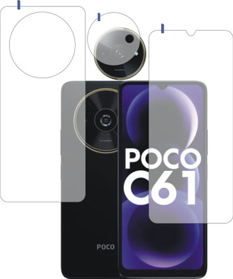DESIBUZZ Front and Back Tempered Glass for POCO C61, POCO C61 Camera lens(Pack of 3)