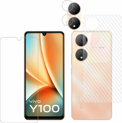 Vatsin Front and Back Tempered Glass for ViVO Y100 5G, ViVO Y100 5G [Back Carbon Fiber] [Rear Camera Lens Guard](Pack of 3)