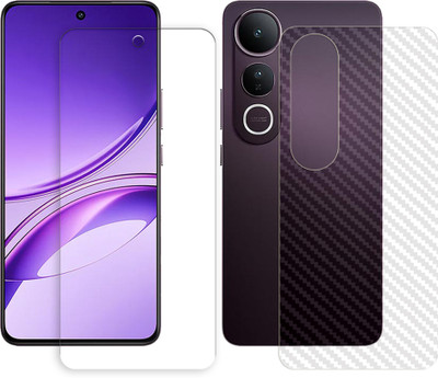 SOMTONE Front and Back Tempered Glass for vivo V50 Lite 5G Tempered Glass Screen Protector | Anti-Scratch | Edge to Edge Full Coverage | 9H Hardness (1 FRONT TEMPERED GLASS PROTECTOR + 1 BACK CARBON FIBER SKIN)(Pack of 1)