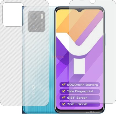 TELTREK Front and Back Tempered Glass for VIVO Y15S 2021 V2120 (Front Matte Finish & Back 3d Carbon Fiber)(Pack of 2)