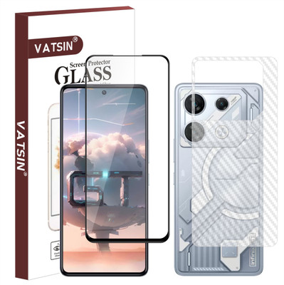 Vatsin Front and Back Tempered Glass for Infinix GT10 Pro, Infinix GT10 Pro [Back Carbon Fiber](Pack of 2)
