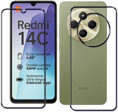 tombik Front and Back Tempered Glass for 3qx-Redmi 14C-fb(Pack of 2)