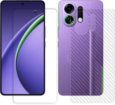 ARBAN Front and Back Tempered Glass for Oppo K13 Turbo Pro 5G Front Back Tempered Glass Screen Protector | Anti-Scratch | Edge to Edge Full Coverage | 9H Hardness ( 1 FRONT TEMPERED GLASS + 1 BACK CARBON FIBER SKIN )(Pack of 1)