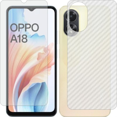 MOBART Front and Back Tempered Glass for Oppo A18 (Front 9H Hardness Matte & Carbon Fiber Skin for Back)(Pack of 2)