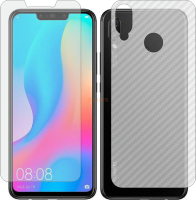 TELTREK Front and Back Tempered Glass for HUAWEI NOVA 3I (Front Matte Finish & Back 3d Carbon Fiber)(Pack of 2)