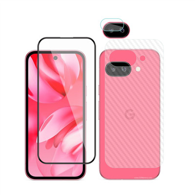 Ten To 11 Front and Back Tempered Glass for Google Pixel 9A, Google Pixel 9A [Back Carbon Fiber] [Rear Camera Lens Guard](Pack of 3)