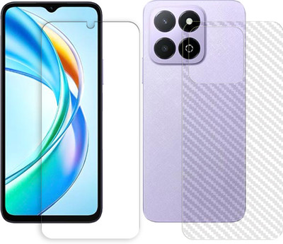 SOMTONE Front and Back Tempered Glass for Honor Play9A 4G Tempered Glass Screen Protector | Anti-Scratch | Edge to Edge Full Coverage | 9H Hardness (1 FRONT TEMPERED GLASS PROTECTOR + 1 BACK CARBON FIBER SKIN)(Pack of 1)