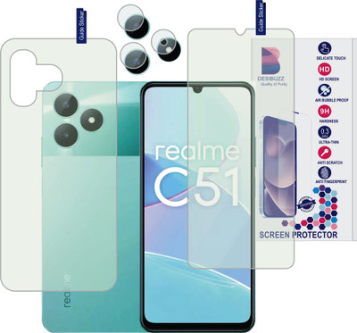 DESIBUZZ Front and Back Tempered Glass for realme C51, realme C51 camera lens, {Flexible}(Pack of 3)