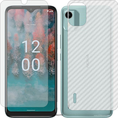 ZINGTEL Front and Back Tempered Glass for NOKIA C12 PLUS (Front Matte Finish & Back 3d Carbon Fiber)(Pack of 2)
