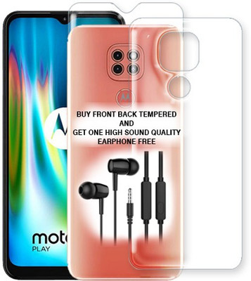 SOMTONE Front and Back Tempered Glass for Motorola Moto G9 Play FRONT BACK TEMPERED GLASS BUY AND GET EARPHONE FREE(Pack of 1)