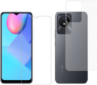 Vatsin Front and Back Tempered Glass for ViVO Y02T, ViVO Y02T [Back Carbon Fiber](Pack of 2)
