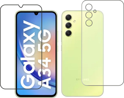 JSGROWITTECH Front and Back Tempered Glass for Samsung Galaxy A34 5G(Pack of 2)