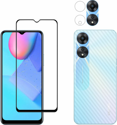 Vatsin Front and Back Tempered Glass for Oppo A78 5G, Oppo A78 5G [Back Carbon Fiber] [Rear Camera Lens Guard](Pack of 3)
