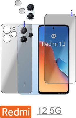 PONDRIK Front and Back Tempered Glass for REDMI 12 5G(Pack of 3)