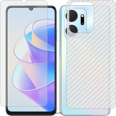 ZINGTEL Front and Back Tempered Glass for HONOR X7a RKYLX1 (Front Matte Finish & Back 3d Carbon Fiber)(Pack of 2)