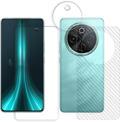 SOMTONE Front and Back Tempered Glass for vivo T4 5G Tempered Glass Screen Protector | Anti-Scratch | Edge to Edge Full Coverage | 9H Hardness (1 FRONT SCREEN GUARD + 1 BACK CARBON FIBER SKIN + 1 CAMERA LENS PROTECTOR)(Pack of 1)