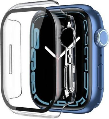 Aenoko Front and Back Tempered Glass for Hard PC Case with Tempered Glass Screen Protector Compatible with Apple Watch Series 9 (2023) Series 8 Series 7 41mm, Ultra-Thin Scratch Resistant Cover for iWatch, Transparent, Bumper Case for Apple Watch Series 8 -41mm, Hard PC Case with Screen Protector (C