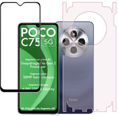 ECMERED Front and Back Tempered Glass for Poco C75 5g, Poco C75(Pack of 2)