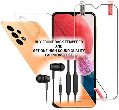 SOMTONE Front and Back Tempered Glass for Samsung Galaxy A13 FRONT BACK TEMPERED GLASS BUY AND GET EARPHONE FREE(Pack of 1)