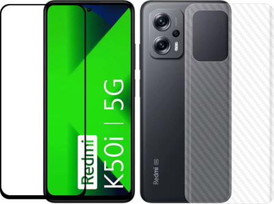 Vatsin Front and Back Tempered Glass for MI Redmi K50i, MI Redmi K50i (Back Carbon Fiber)(Pack of 2)