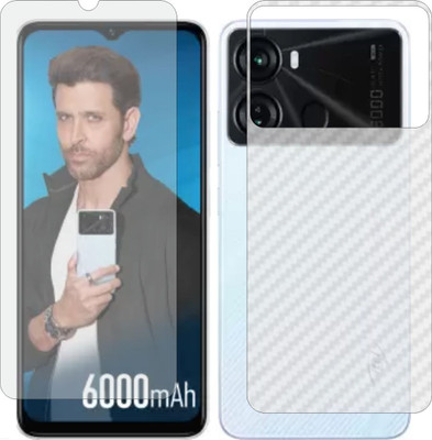 MOBART Front and Back Tempered Glass for Itel P40 (Matte Front & Carbon Fiber Skin for Back)(Pack of 2)