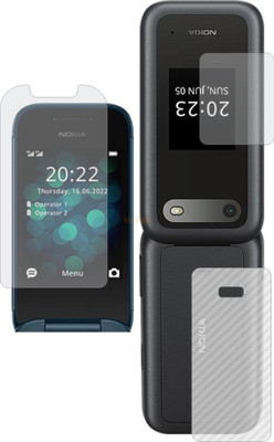 TELTREK Front and Back Tempered Glass for NOKIA 2760 FLIP (Front Matte Finish & Back 3d Carbon Fiber)(Pack of 2)