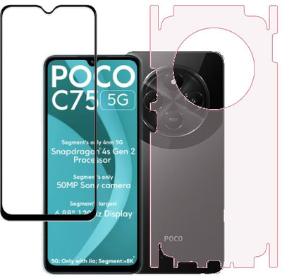 HOBBYTRONICS Front and Back Tempered Glass for Poco C75 5g, Poco C75(Pack of 1)