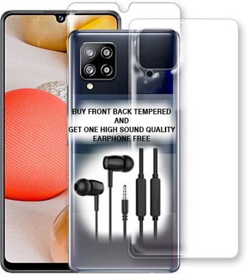 SOMTONE Front and Back Tempered Glass for Samsung Galaxy A42 5G FRONT BACK TEMPERED GLASS BUY AND GET EARPHONE FREE(Pack of 1)