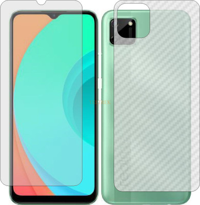 TELTREK Front and Back Tempered Glass for OPPO RMX2185 REALME C11 (Front Matte Finish & Back 3d Carbon Fiber)(Pack of 2)
