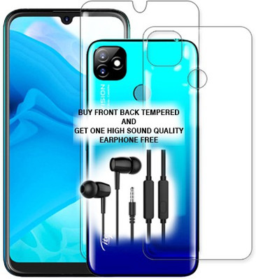 SOMTONE Front and Back Tempered Glass for Itel Vision1 FRONT BACK TEMPERED GLASS BUY AND GET EARPHONE FREE(Pack of 1)