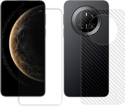 SOMTONE Front and Back Tempered Glass for Huawei Mate 70 5G Tempered Glass Screen Protector | Anti-Scratch | Edge to Edge Full Coverage | 9H Hardness (1 FRONT TEMPERED GLASS PROTECTOR + 1 BACK CARBON FIBER SKIN)(Pack of 1)