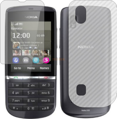 TELTREK Front and Back Tempered Glass for NOKIA ASHA 300 (Front Matte Finish & Back 3d Carbon Fiber)(Pack of 2)