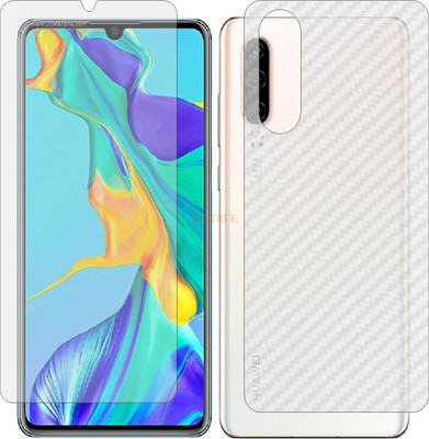 TELTREK Front and Back Tempered Glass for HUAWEI HONOR P30 (Front Matte Finish & Back 3d Carbon Fiber)(Pack of 2)