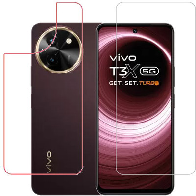 HOBBYTRONICS Front and Back Tempered Glass for Vivo T3x 5G(Pack of 1)