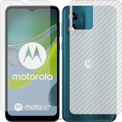 ZINGTEL Front and Back Tempered Glass for MOTOROLA MOTO E13 (Front Matte Finish & Back 3d Carbon Fiber)(Pack of 2)