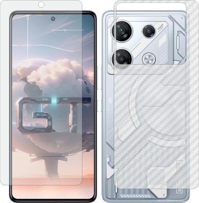 Fasheen Front and Back Tempered Glass for Infinix GT 10 Pro (Matte Front & Carbon Fiber Skin for Back)(Pack of 2)