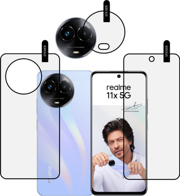 MOBKAVACH Front and Back Tempered Glass for REALME 11x 5G WITH CAMERA LENS PROTECTOR(Pack of 3)