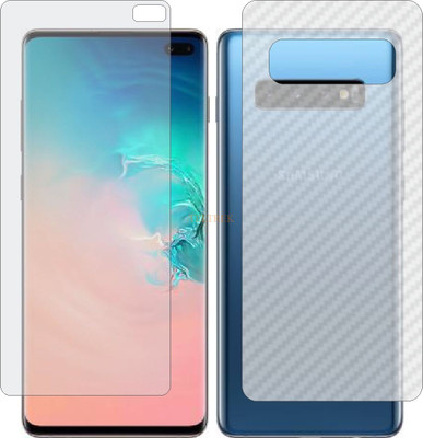 TELTREK Front and Back Tempered Glass for SAMSUNG S10 PLUS (Front Matte Finish & Back 3d Carbon Fiber)(Pack of 2)