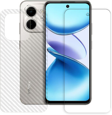 SOMTONE Front and Back Tempered Glass for Infinix Smart 9 4G Tempered Glass Screen Protector | Anti-Scratch | Edge to Edge Full Coverage | 9H Hardness (1 FRONT TEMPERED GLASS + 1 BACK CARBON FIBER SKIN)(Pack of 1)