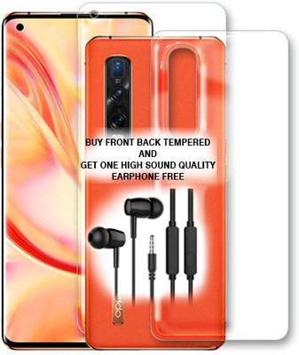 SOMTONE Front and Back Tempered Glass for Oppo Find X2 Pro FRONT BACK TEMPERED GLASS BUY AND GET EARPHONE FREE(Pack of 1)