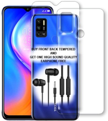 SOMTONE Front and Back Tempered Glass for Tecno Spark 6 Air FRONT BACK TEMPERED GLASS BUY AND GET EARPHONE FREE(Pack of 1)