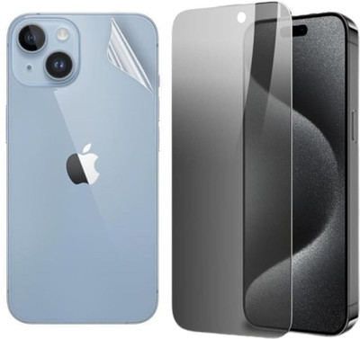 Mobi Front and Back Tempered Glass for iPhone 15 Plus 5G, Edge to Edge Anti Spy Privacy Tempered Glass with Unbreakable Hydrogel Membrane TPU Matte Full Coverage Back Screen Guard(Pack of 2)