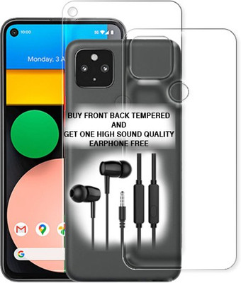 SOMTONE Front and Back Tempered Glass for Google Pixel 4a 5G FRONT BACK TEMPERED GLASS BUY AND GET EARPHONE FREE(Pack of 1)