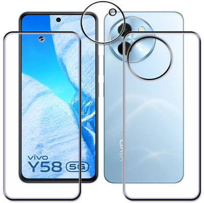 tombik Front and Back Tempered Glass for 87xq-Vivo Y58 5G-fb,lens(Pack of 3)