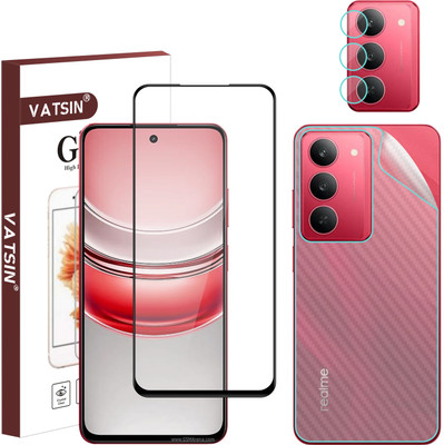 Vatsin Front and Back Tempered Glass for Realme P3 Lite 5G, Realme P3 Lite 5G [Back Carbon Fiber] [Rear Camera Lens Guard](Pack of 3)