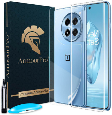 ArmourPro Front and Back Tempered Glass for OnePlus 12R 5G, 1 + 12R 5G, OnePlus 12R, (1 UV Tempered Glass with 1 Back Nano Fiber Guard)(Pack of 2)